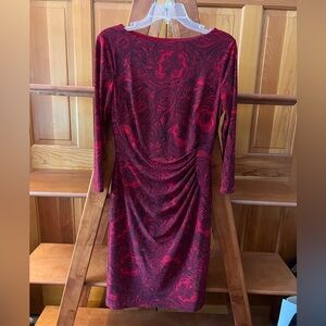 Lauren Ralph Lauren Red Paisley Ruched Sheath Dress | Size 6